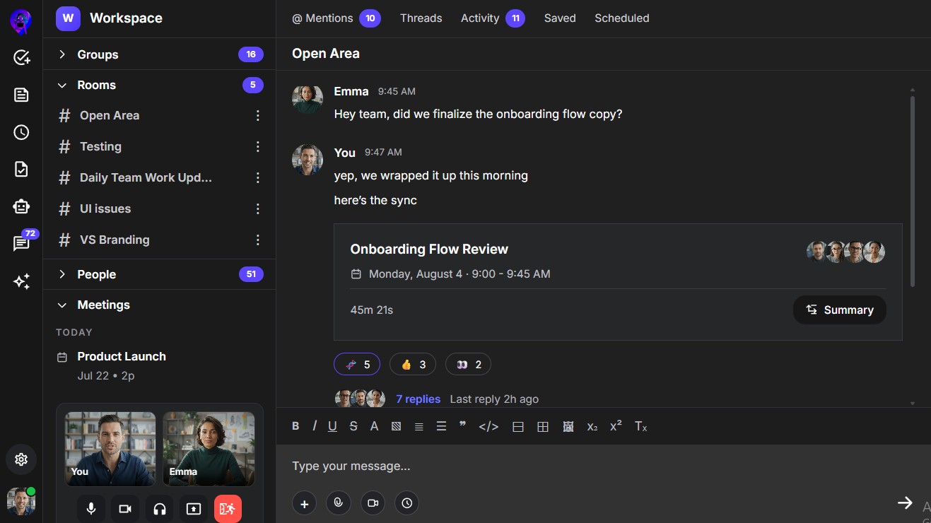 Chat workspace preview