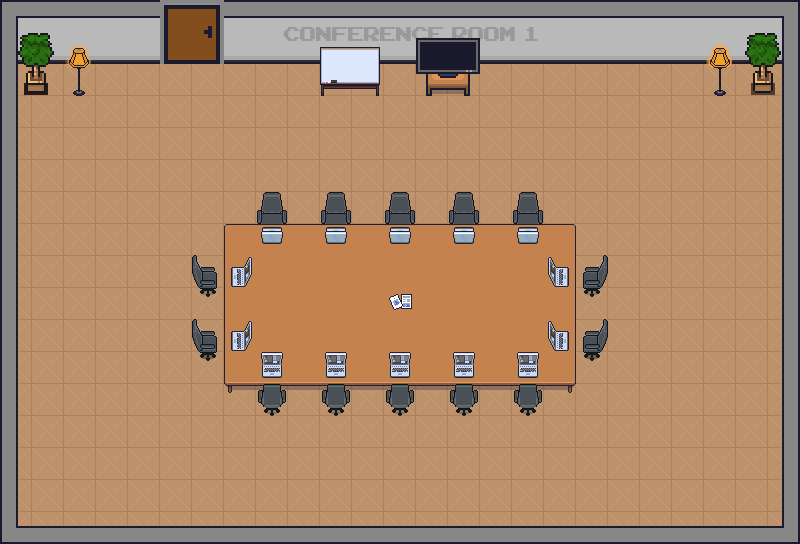 Virtual conference room with a meeting table