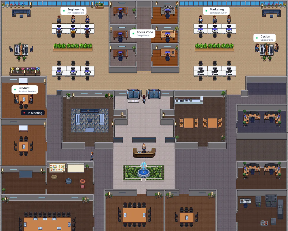 VirtualStation office showing a connected remote team