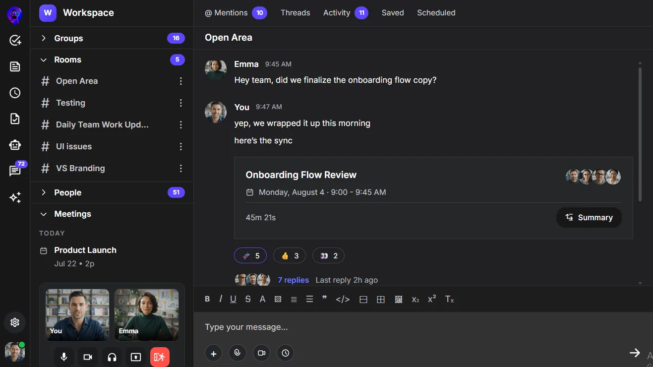 Chat workspace preview