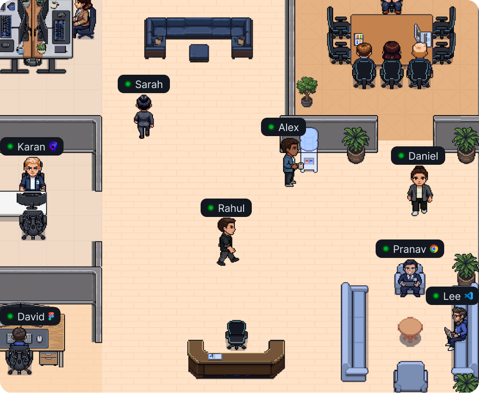 VirtualStation office showing live teammate presence
